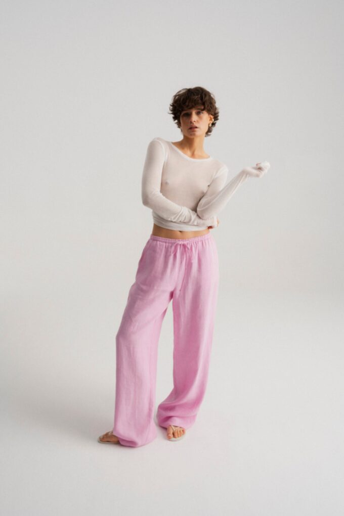 Spodnie Taya Linen Pink