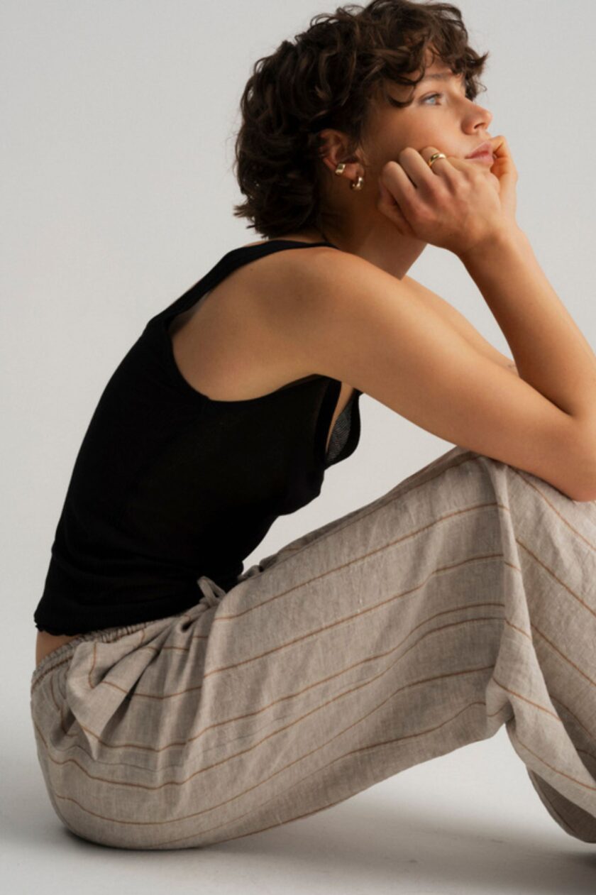 Spodnie Taya Linen Sand - obrazek 6