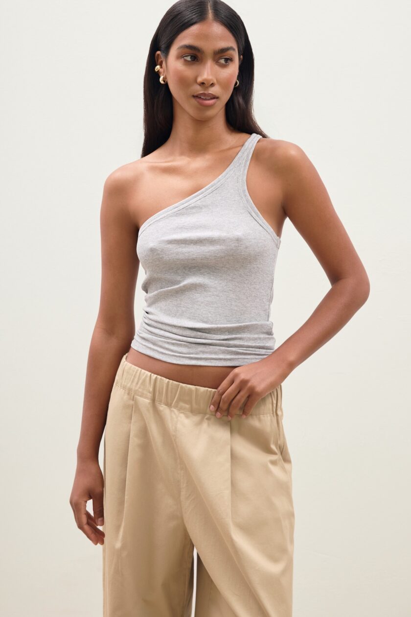 Top Asymetric Rib Grey - obrazek 2
