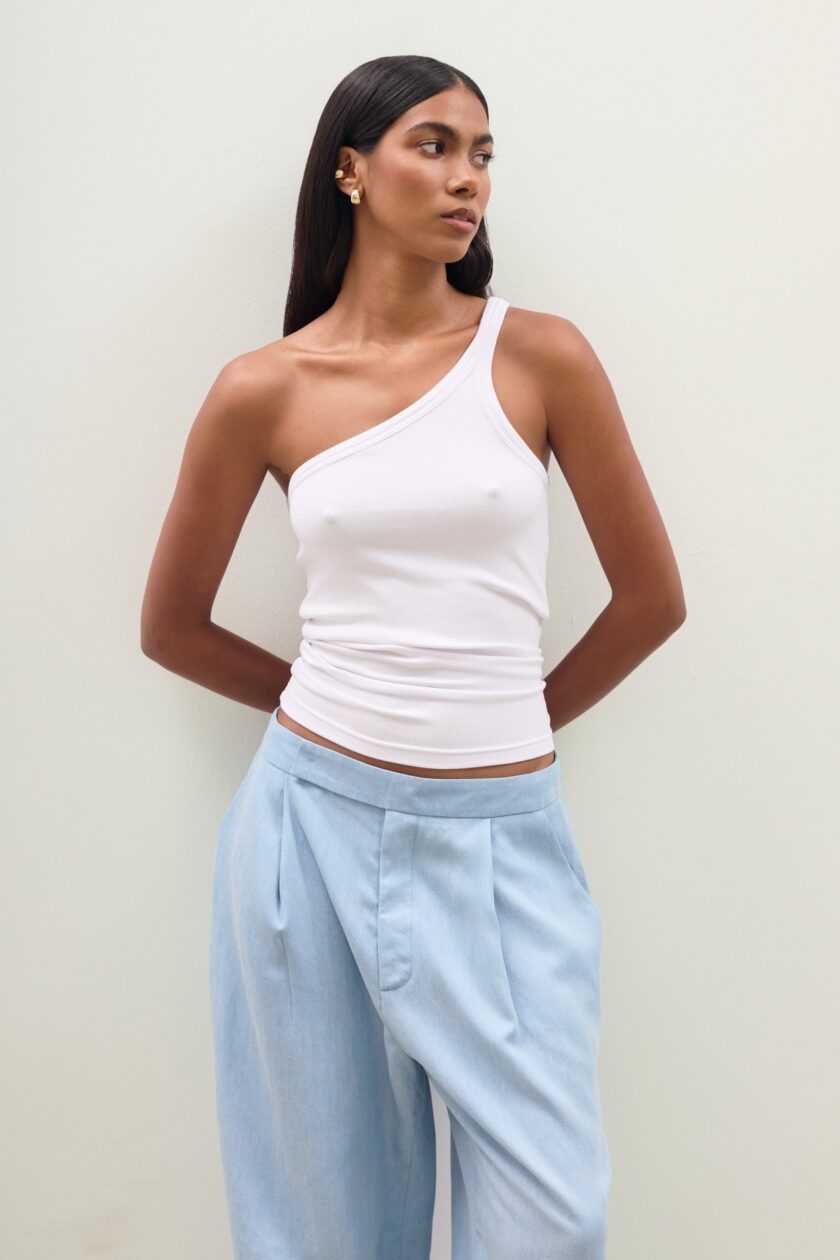 Top Asymetric Rib White