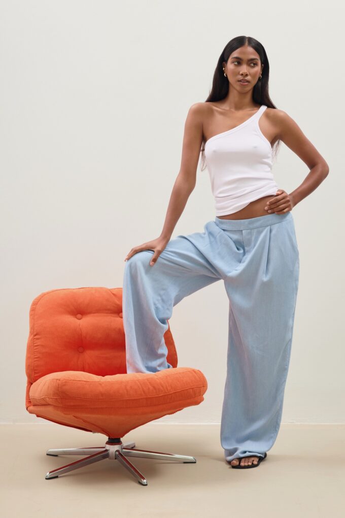 Top Asymetric Rib White