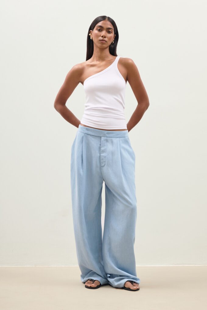 Top Asymetric Rib White