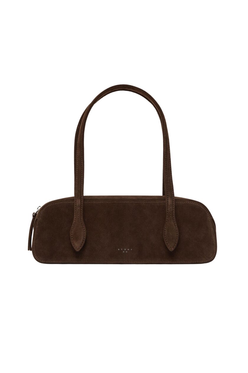 chocolate suede shoulder bag
