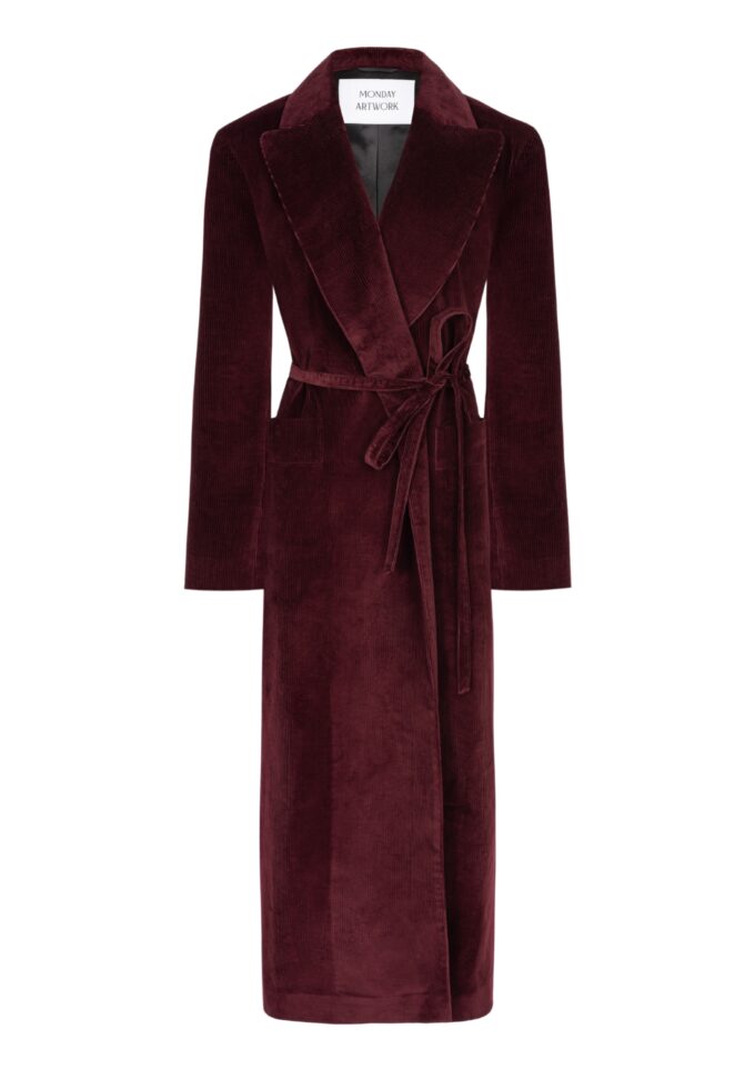 Penelope Burgundy Corduroy Trench Coat