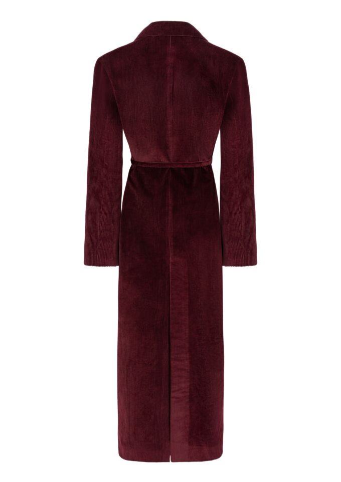 Penelope Burgundy Corduroy Trench Coat