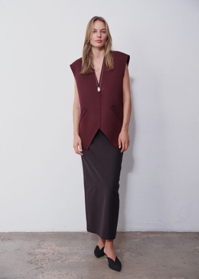 Edith Burgundy Oversized Vest