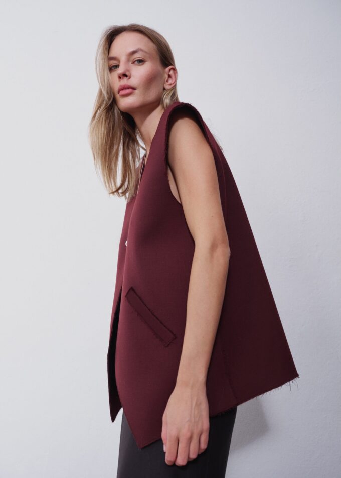 Edith Burgundy Oversized Vest