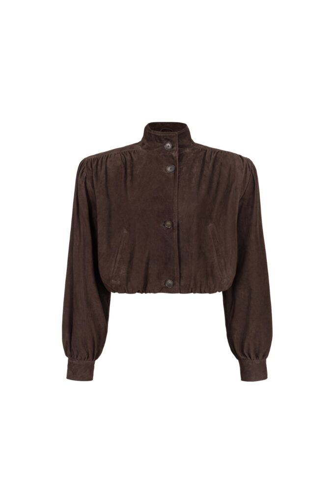 Enchanté Retro in Girl Cropped Jacket in Chocolate Brown