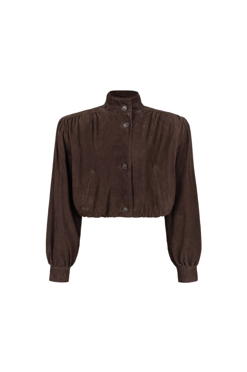 Enchanté Retro in Girl Cropped Jacket in Chocolate Brown
