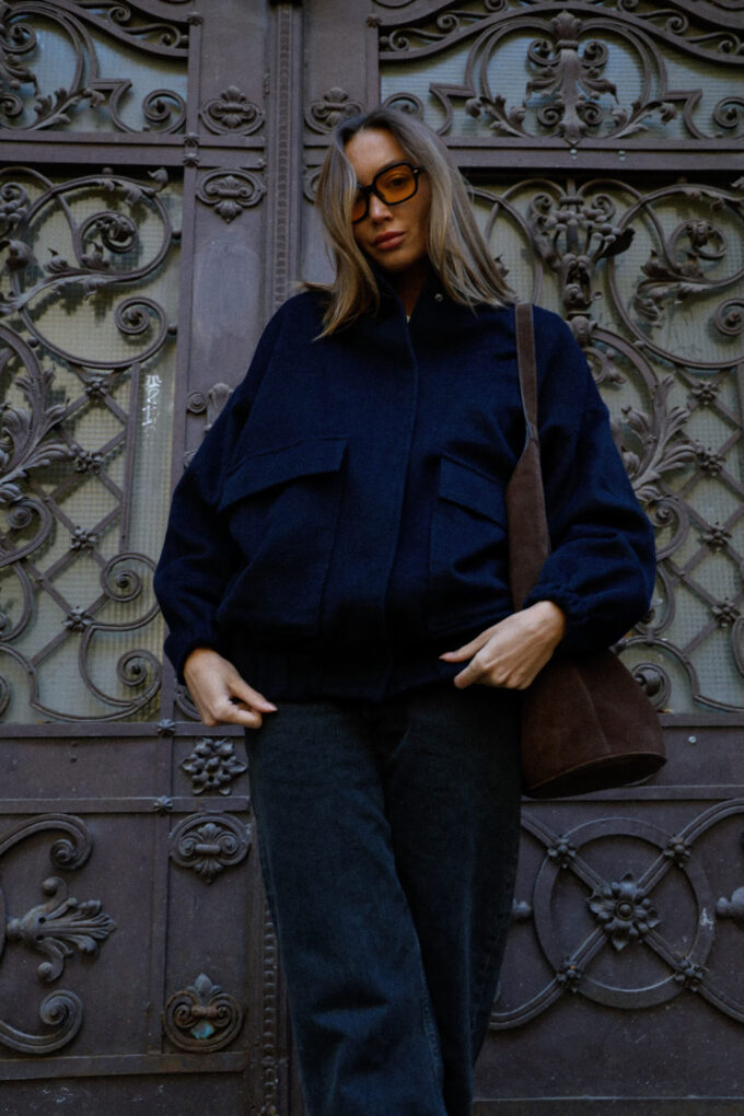 Leonie Wool Bomber Jacket Navy