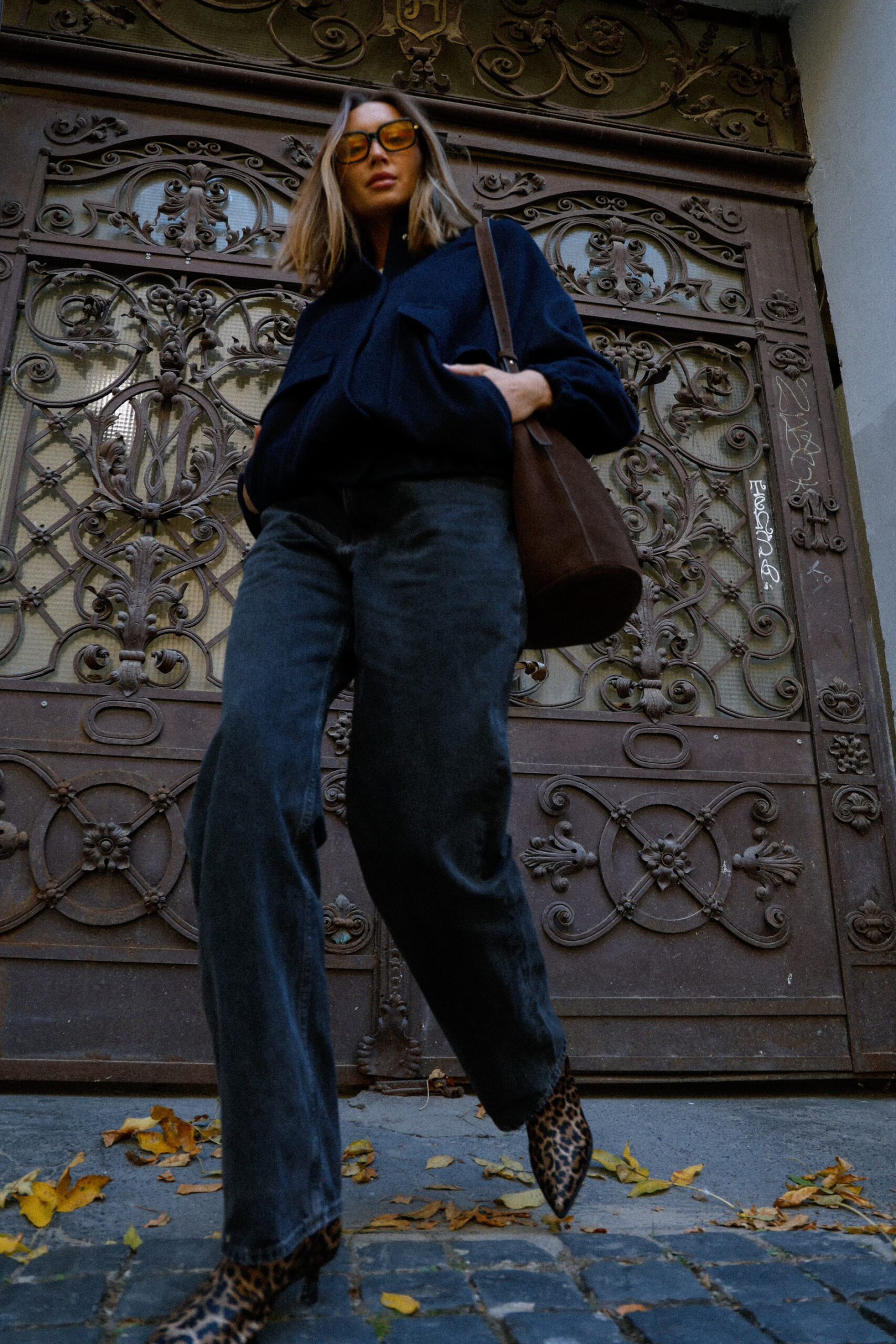 Leonie Wool Bomber Jacket Navy - obrazek 2