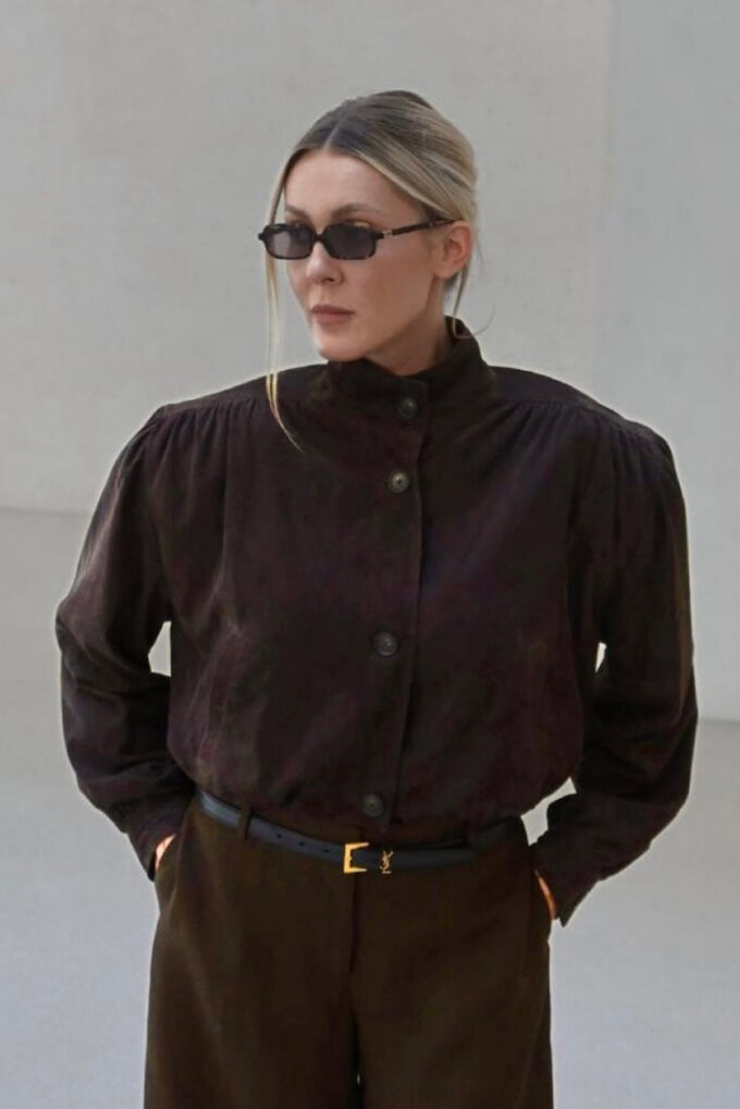 Enchanté Retro in Girl Cropped Jacket in Chocolate Brown