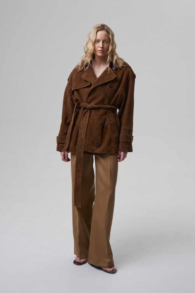 Bonheur Short Belted Suede Jacket