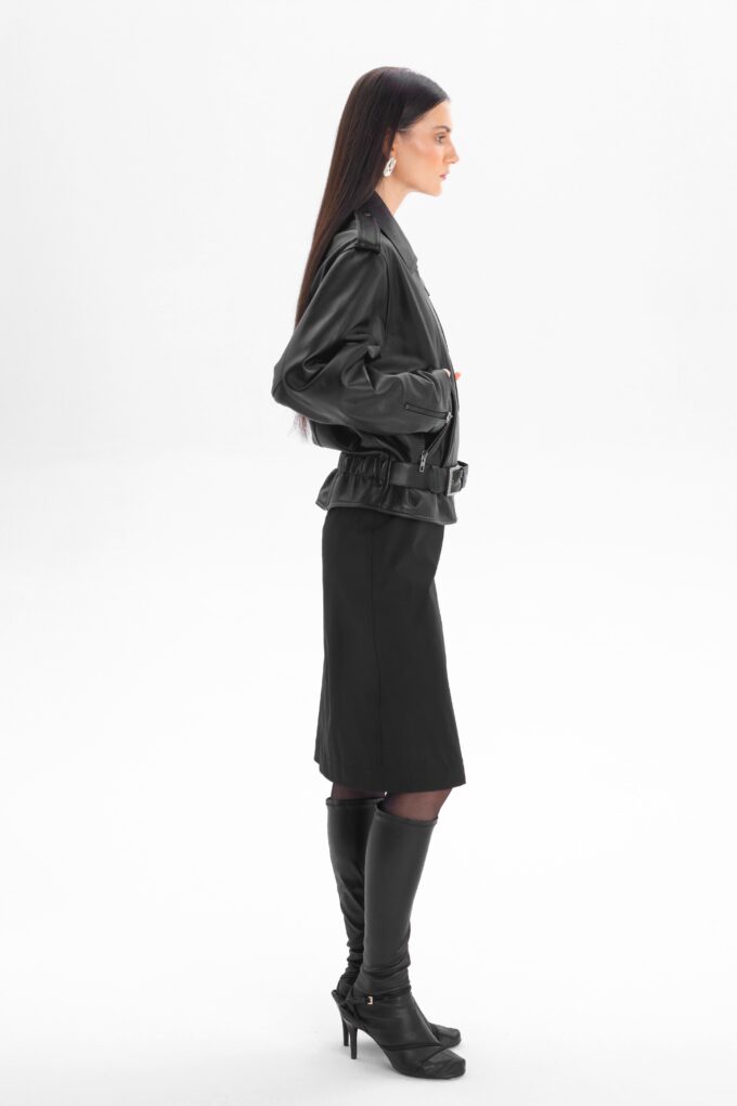 Liberté Retro Waister Biker Jacket in Black