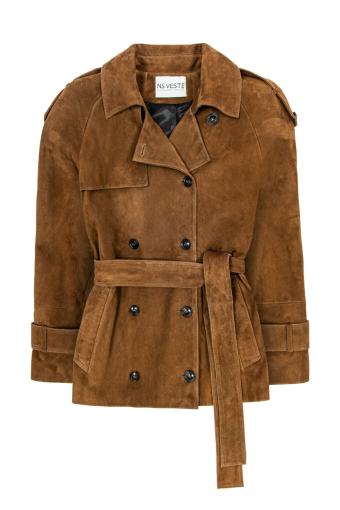 Bonheur Short Belted Suede Jacket