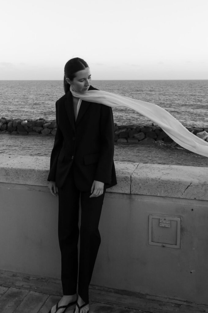 Bella White Silk Scarf